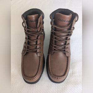 Eddie Bauer Lace Boots Mens Size 9M Brown Medford Steel Toe Leather Workwear